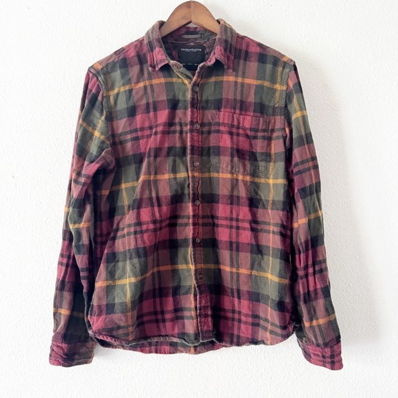 Plaid Flannel Shirt Large Mens Cabin Rustic Button Down Cabincore Layering - Picture 2 of 10